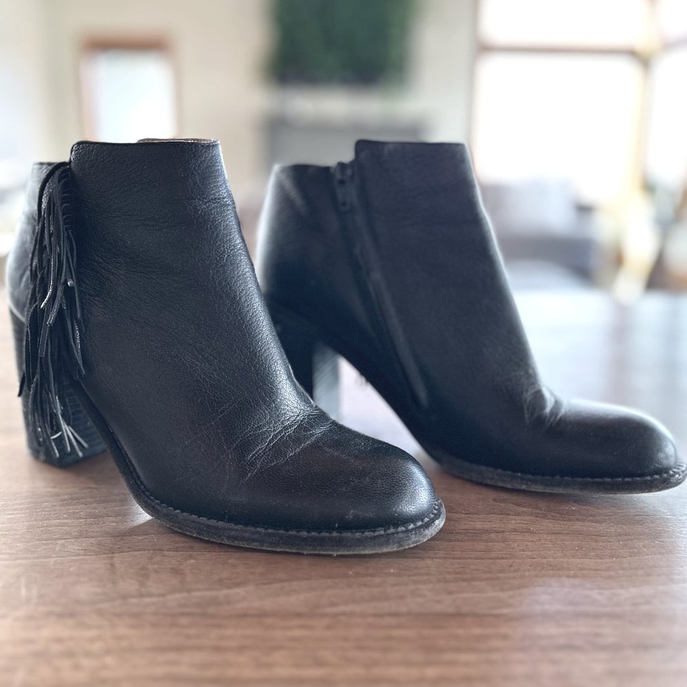 See By Chloe Black Leather Fringe Boots EUR 39.5